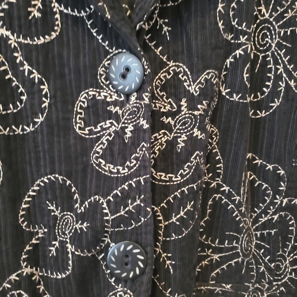 FLAX Jeanne Engelhart Embroidered Floral Jacket 100% Cotton Sz Medium - Picture 5 of 9